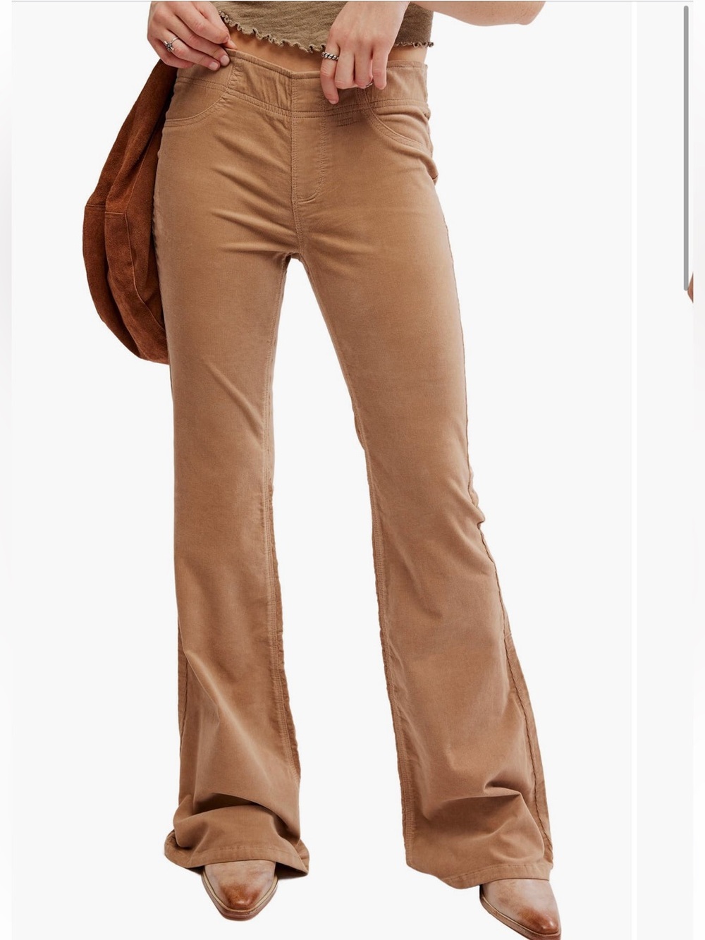 Free People Penny Corduroy Flare Pants tan pull on